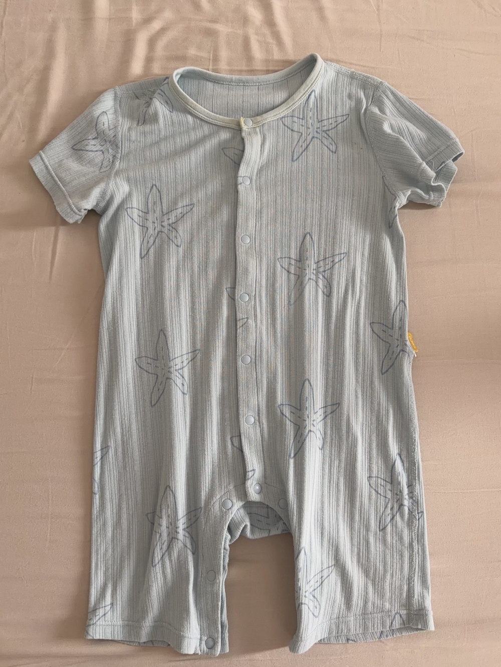 Soft Blue Starfish Short Sleeve Baby One-Piece